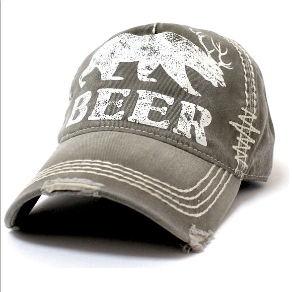 Accessories - Distressed Style “Beer” Adjustable Cap Unisex
